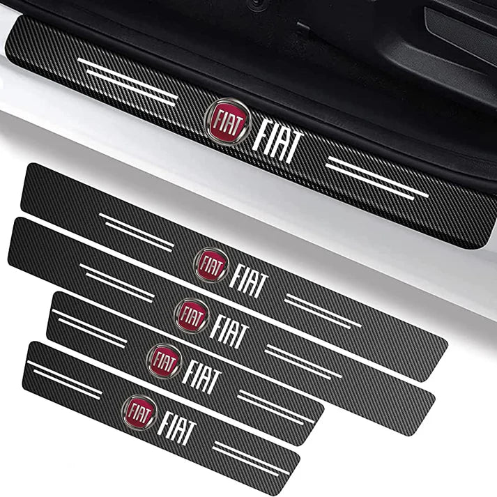 Juego de 8 pegatinas personalizadas con logo de marca, de carbono, súper resistentes, Anti rayones, Anti desgaste, para umbrales de puertas de automóviles.