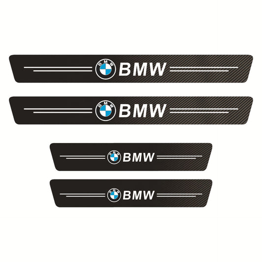 Juego de 8 pegatinas personalizadas con logo de marca, de carbono, súper resistentes, Anti rayones, Anti desgaste, para umbrales de puertas de automóviles.